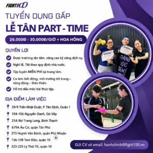 Tuyển dụng nhân viên lễ tân part-time tại Fight100