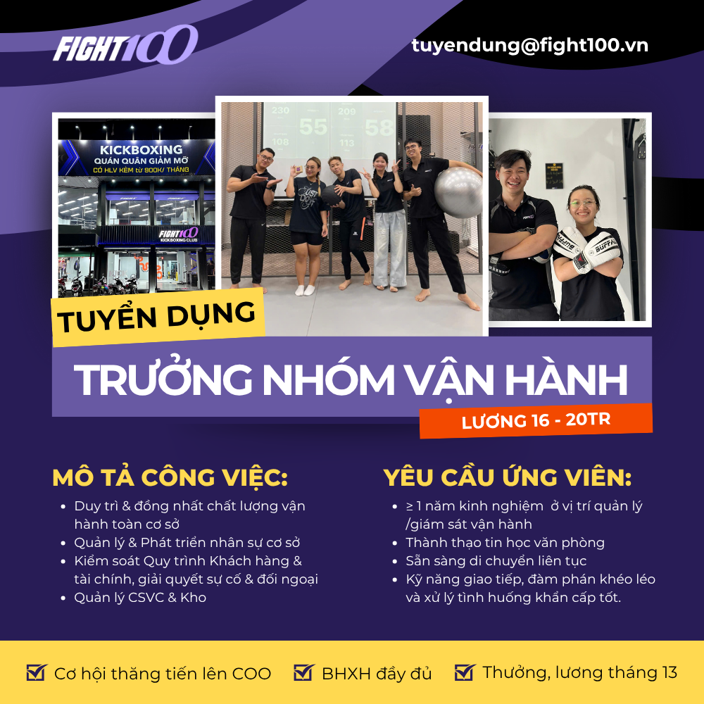 Tuyển dụng Trưởng Nhóm Vận Hành (Thu nhập 16 – 20tr/tháng) 3 Tuyen dung 1