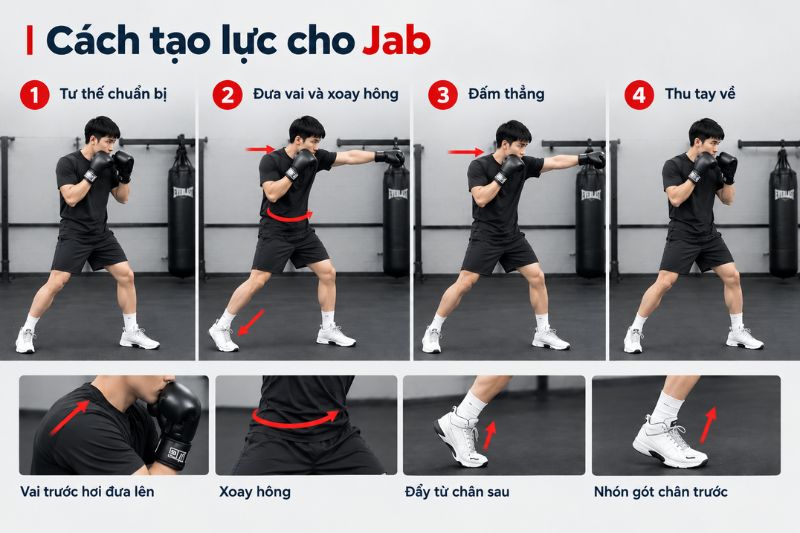 Cách đấm Boxing mạnh, nhanh và chính xác cho người mới 6 Cách tạo lực cho đòn Jab
